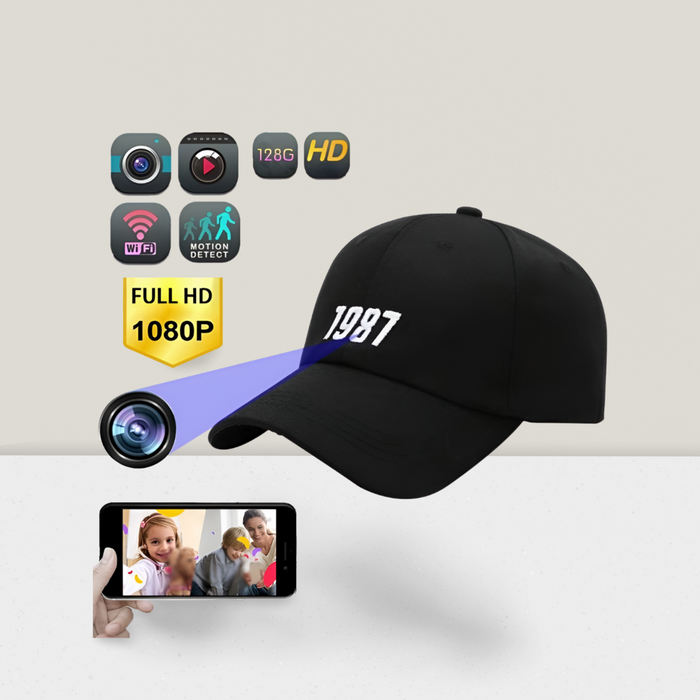 black baseball hat hidden wearable mini wifi camera